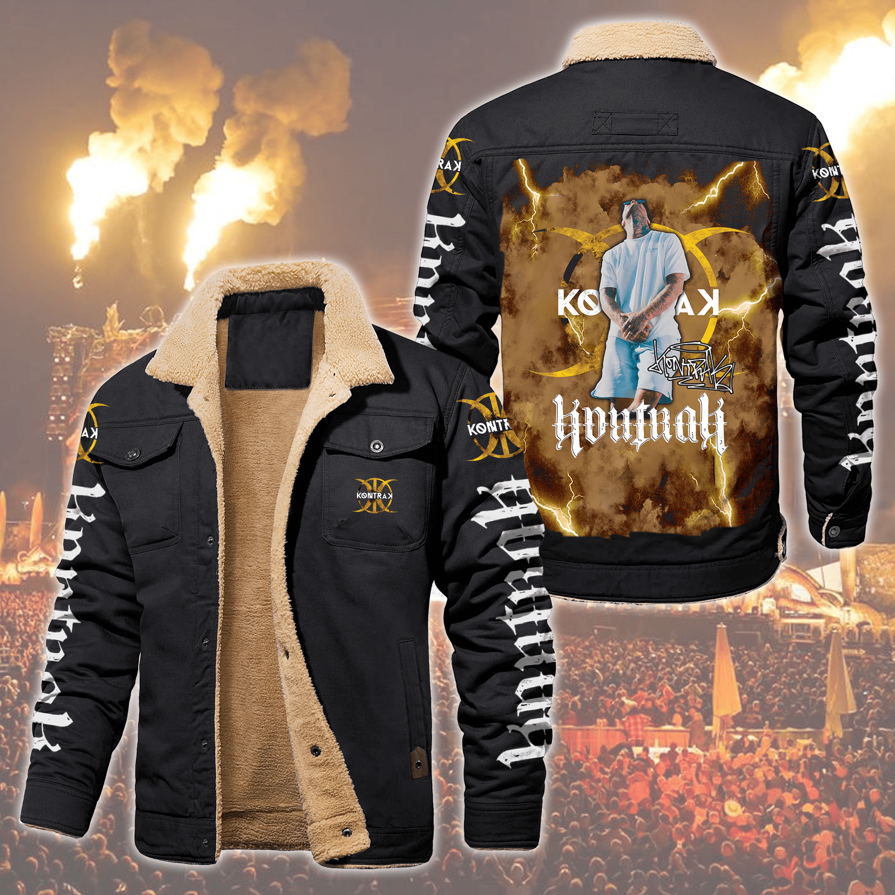Kontra K Music Style Fleece Thermal Cotton Jacket For Fans