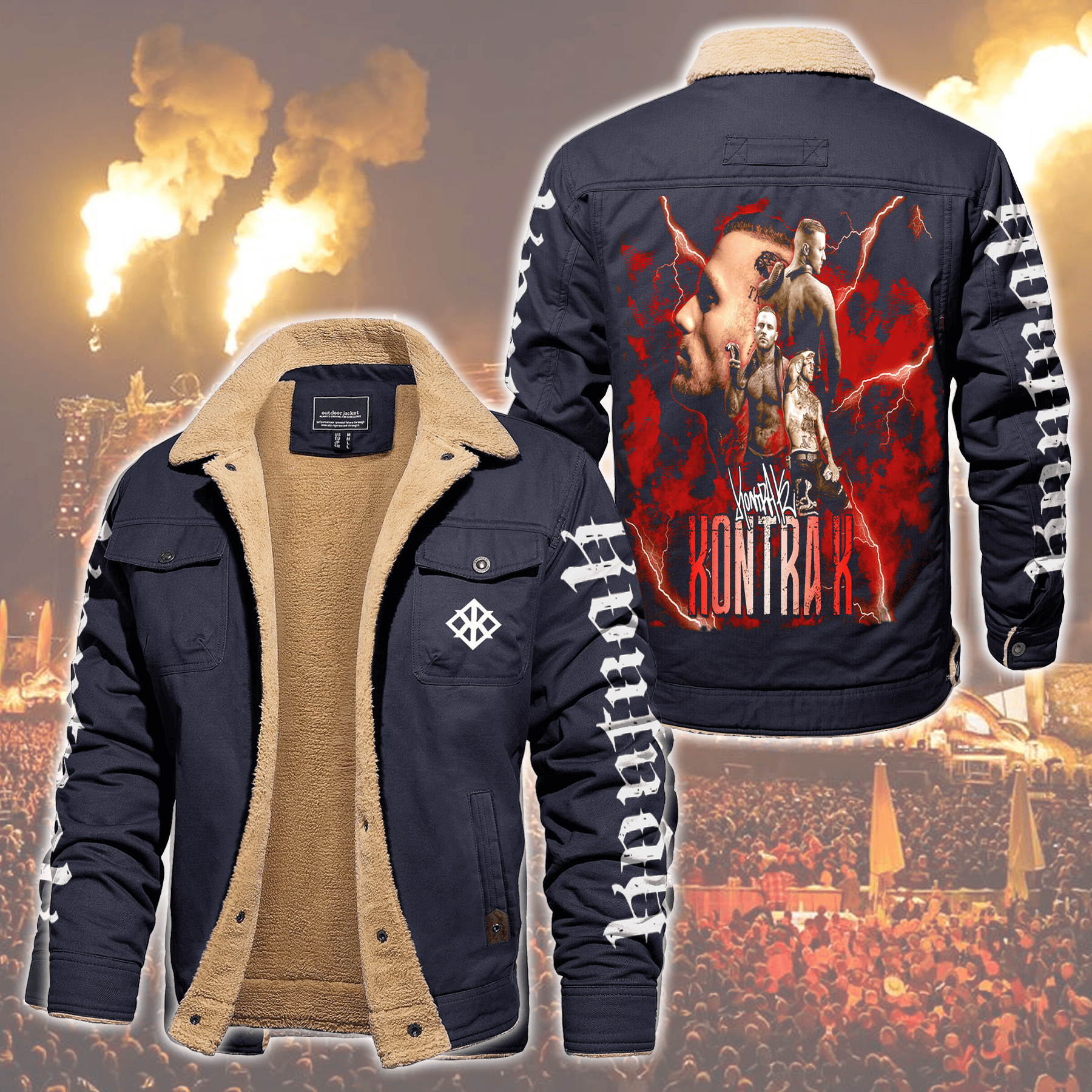 Kontra K Music Style Fleece Thermal Cotton Jacket For Fans