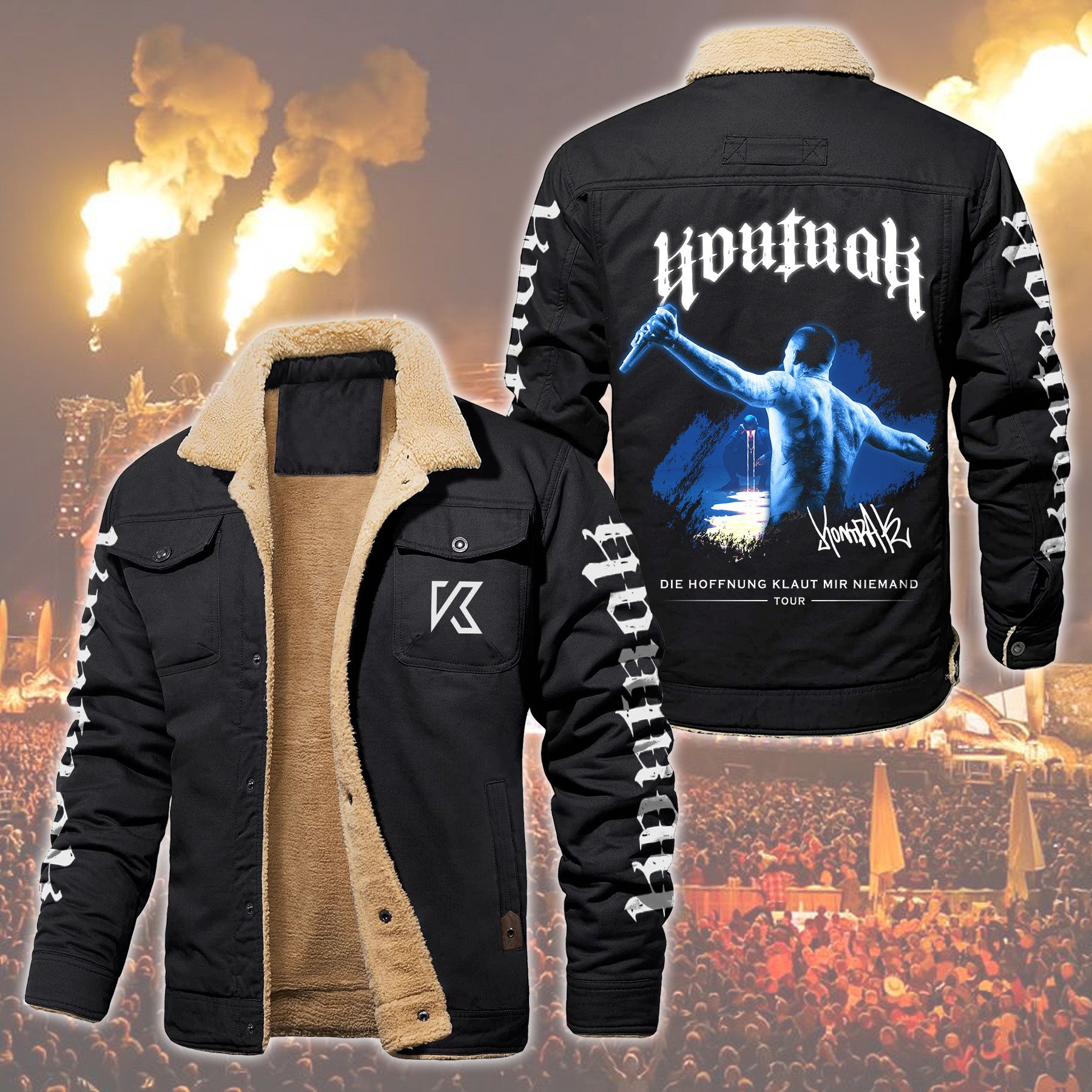 Kontra K Music Style Fleece Thermal Cotton Jacket For Fans