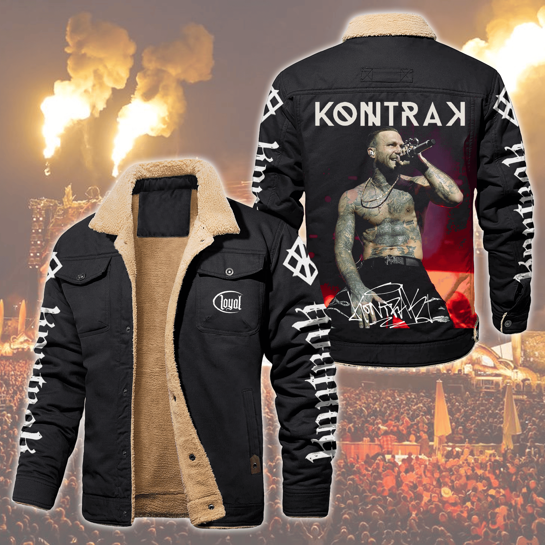 Kontra K Music Style Fleece Thermal Cotton Jacket For Fans