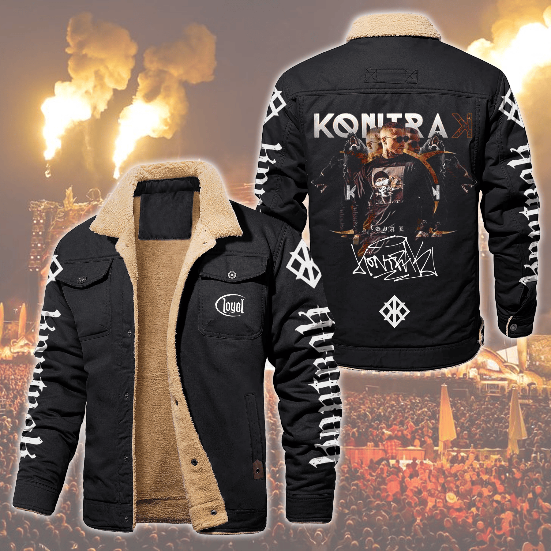 Kontra K Music Style Fleece Thermal Cotton Jacket For Fans