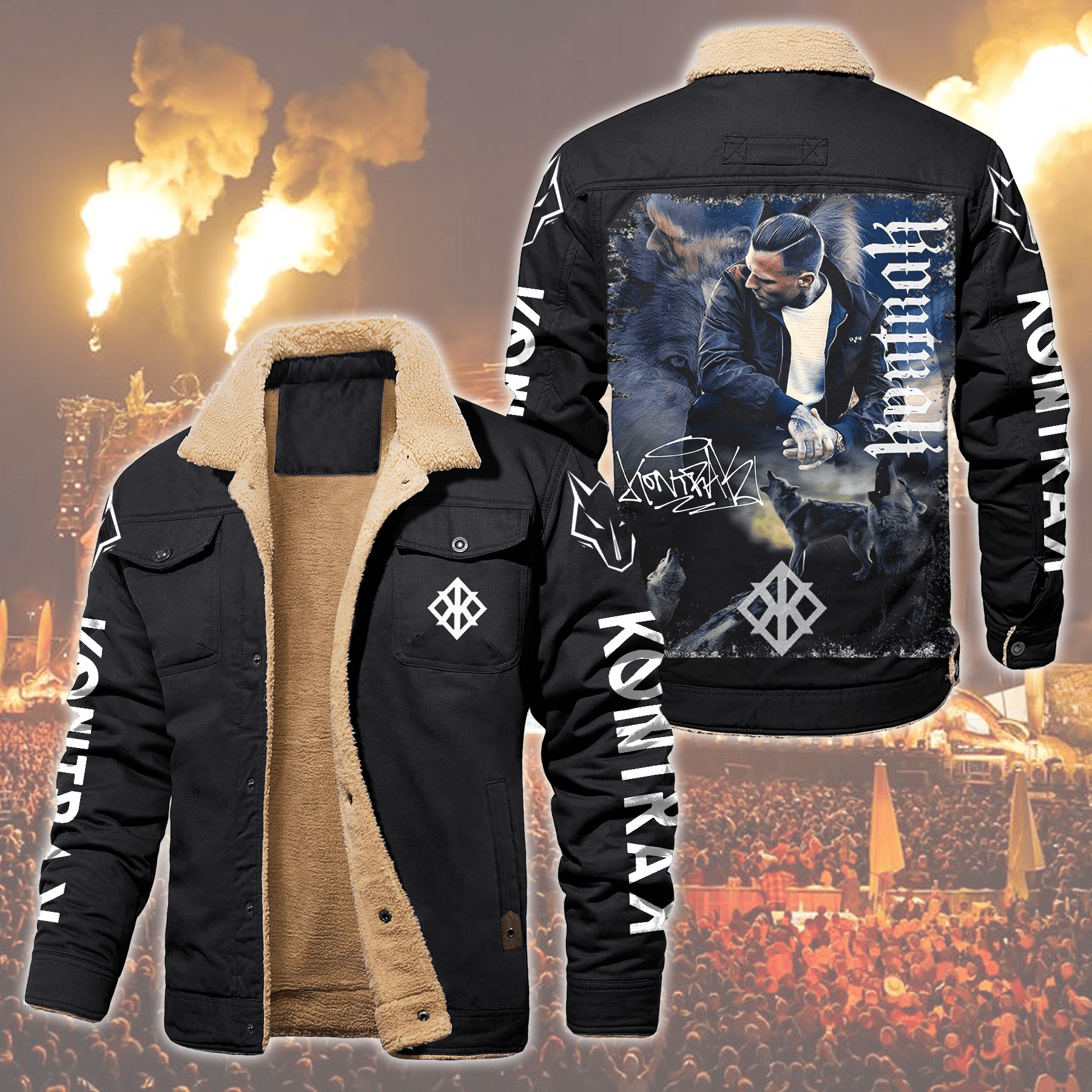 Kontra K Music Style Fleece Thermal Cotton Jacket For Fans