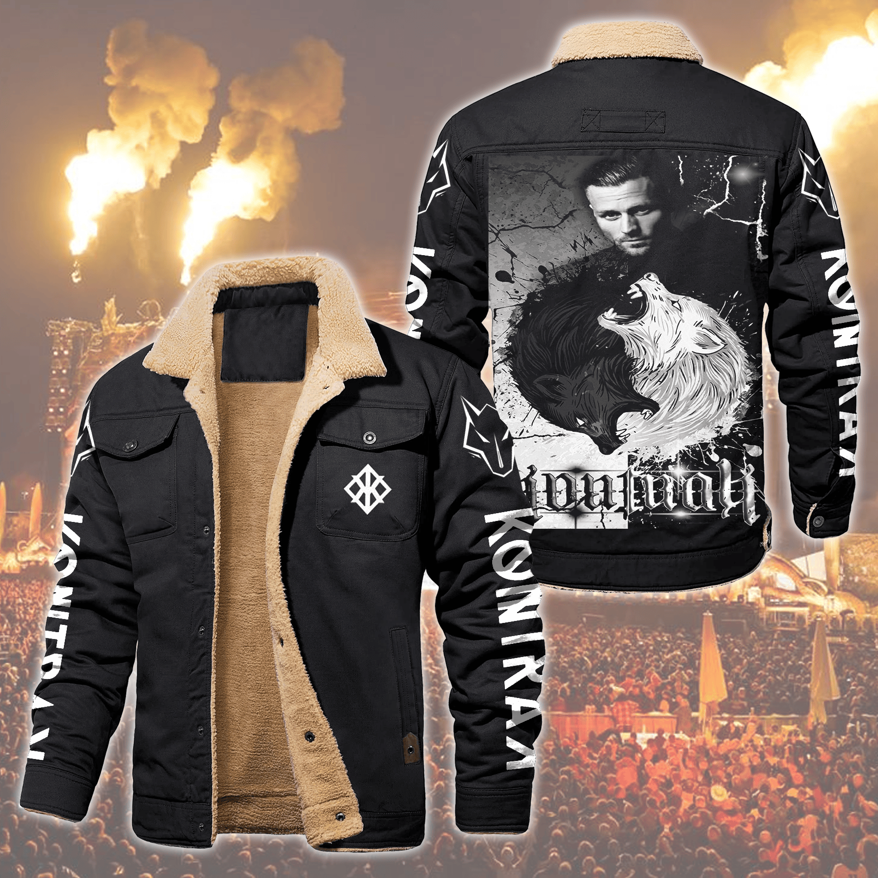 Kontra K Music Style Fleece Thermal Cotton Jacket For Fans