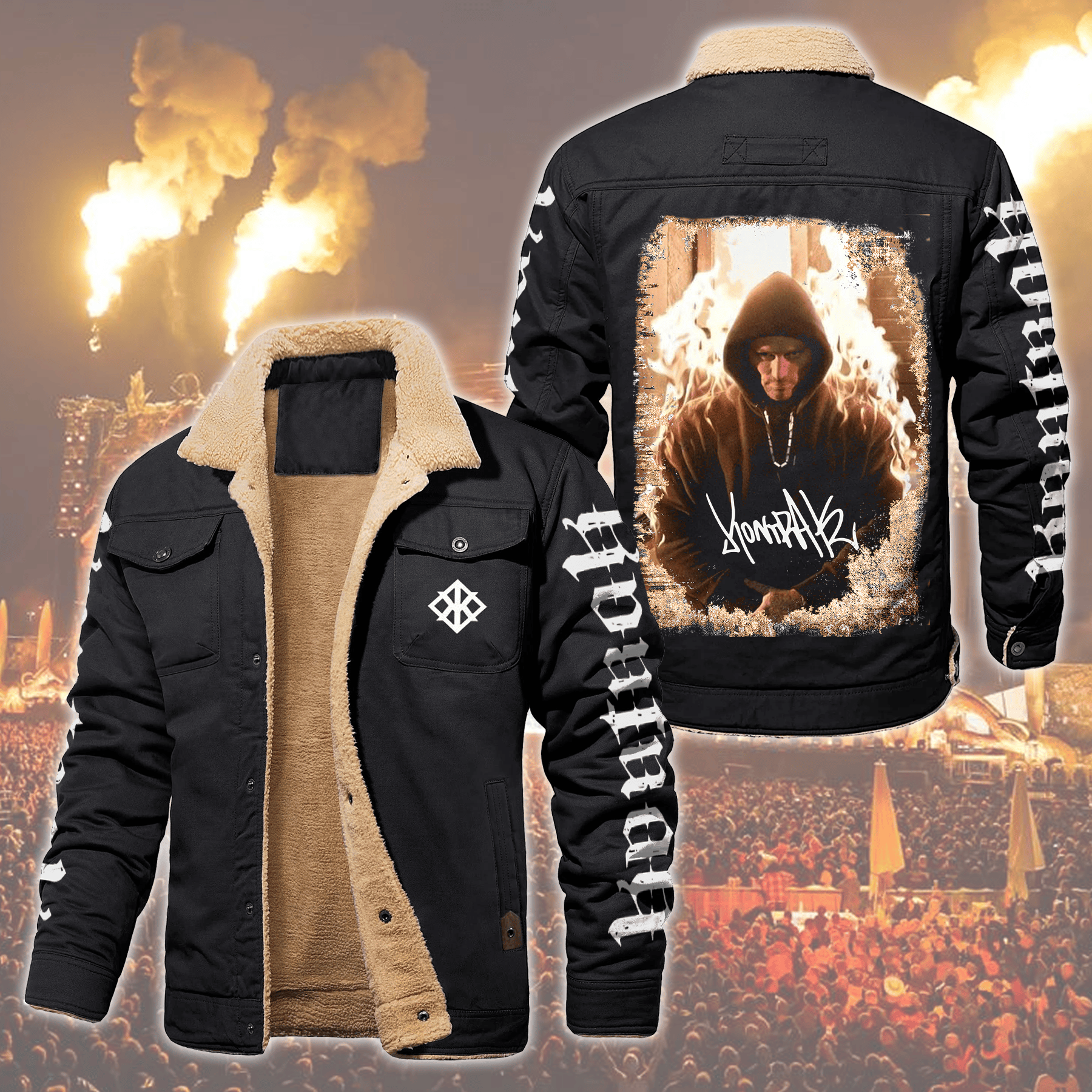 Kontra K Music Style Fleece Thermal Cotton Jacket For Fans