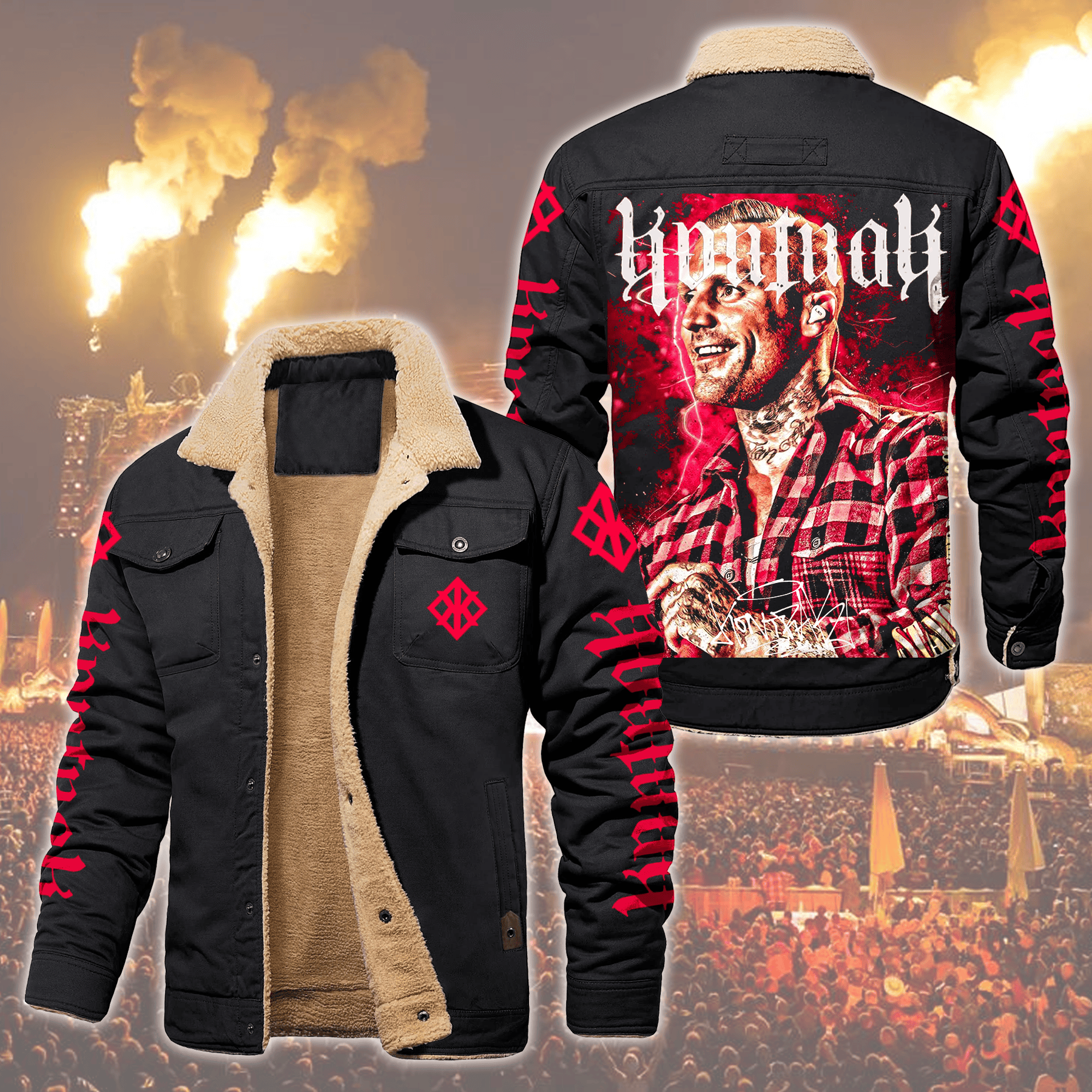 Kontra K Music Style Fleece Thermal Cotton Jacket For Fans