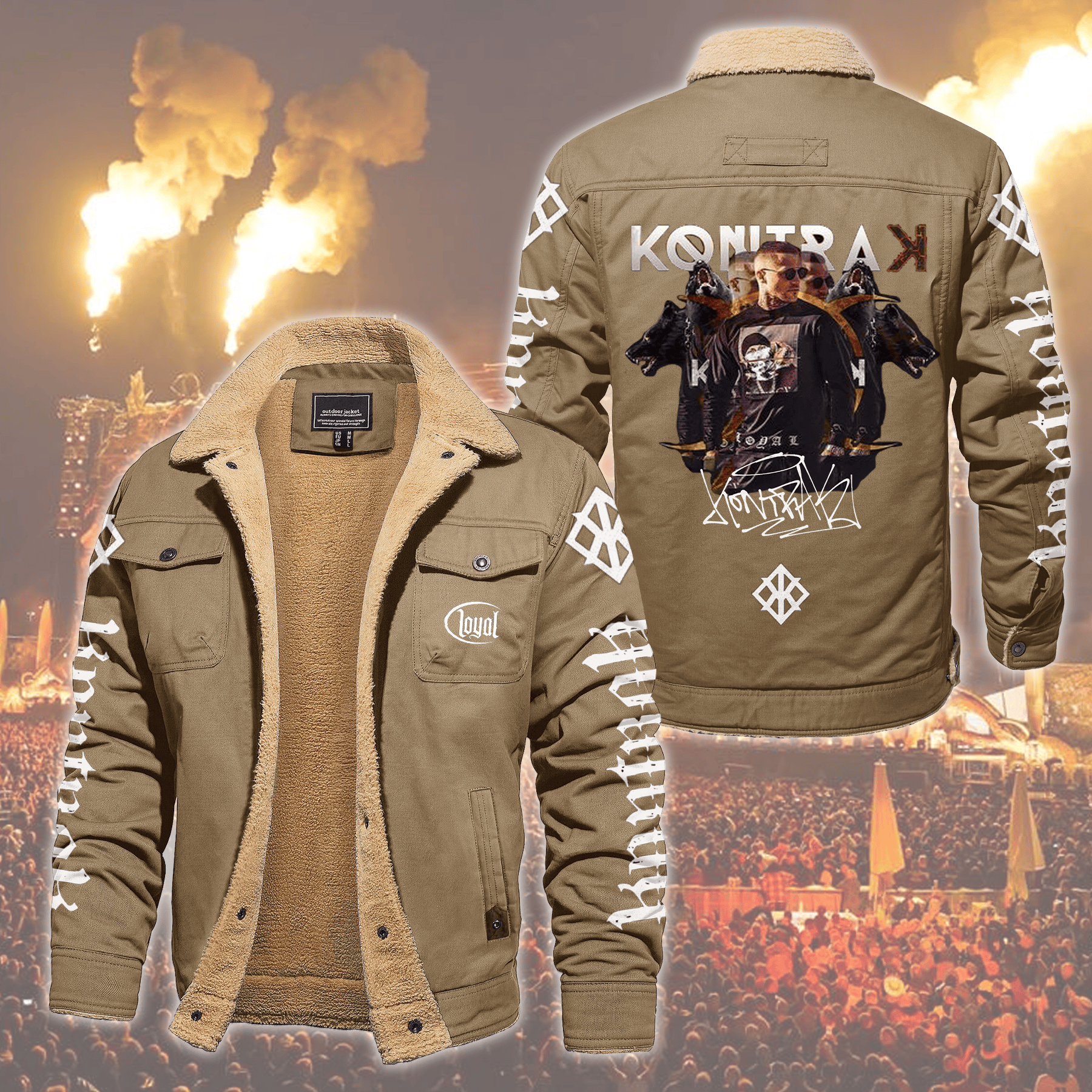 Kontra K Music Style Fleece Thermal Cotton Jacket For Fans