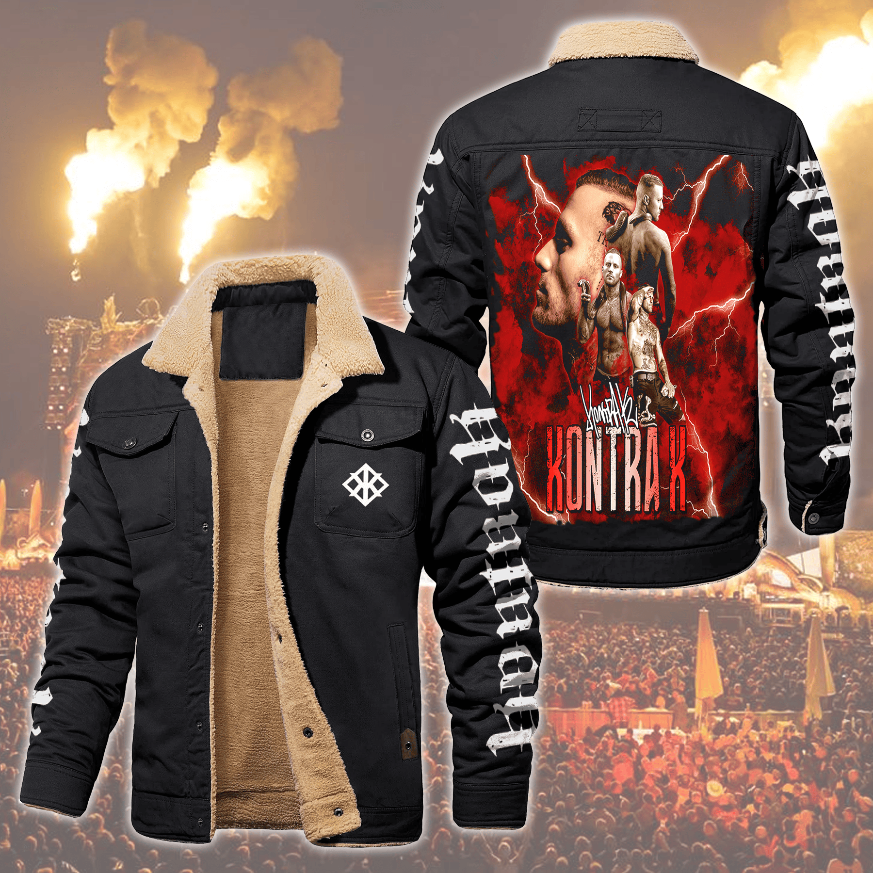 Kontra K Music Style Fleece Thermal Cotton Jacket For Fans