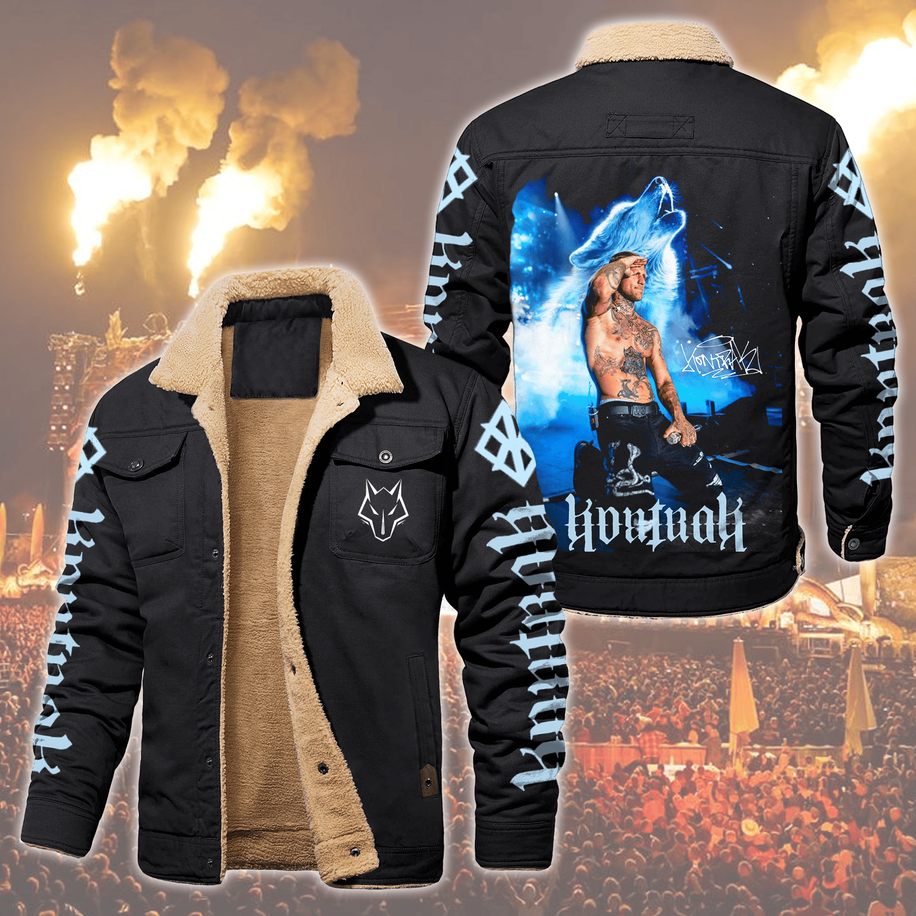Kontra K Music Style Fleece Thermal Cotton Jacket For Fans