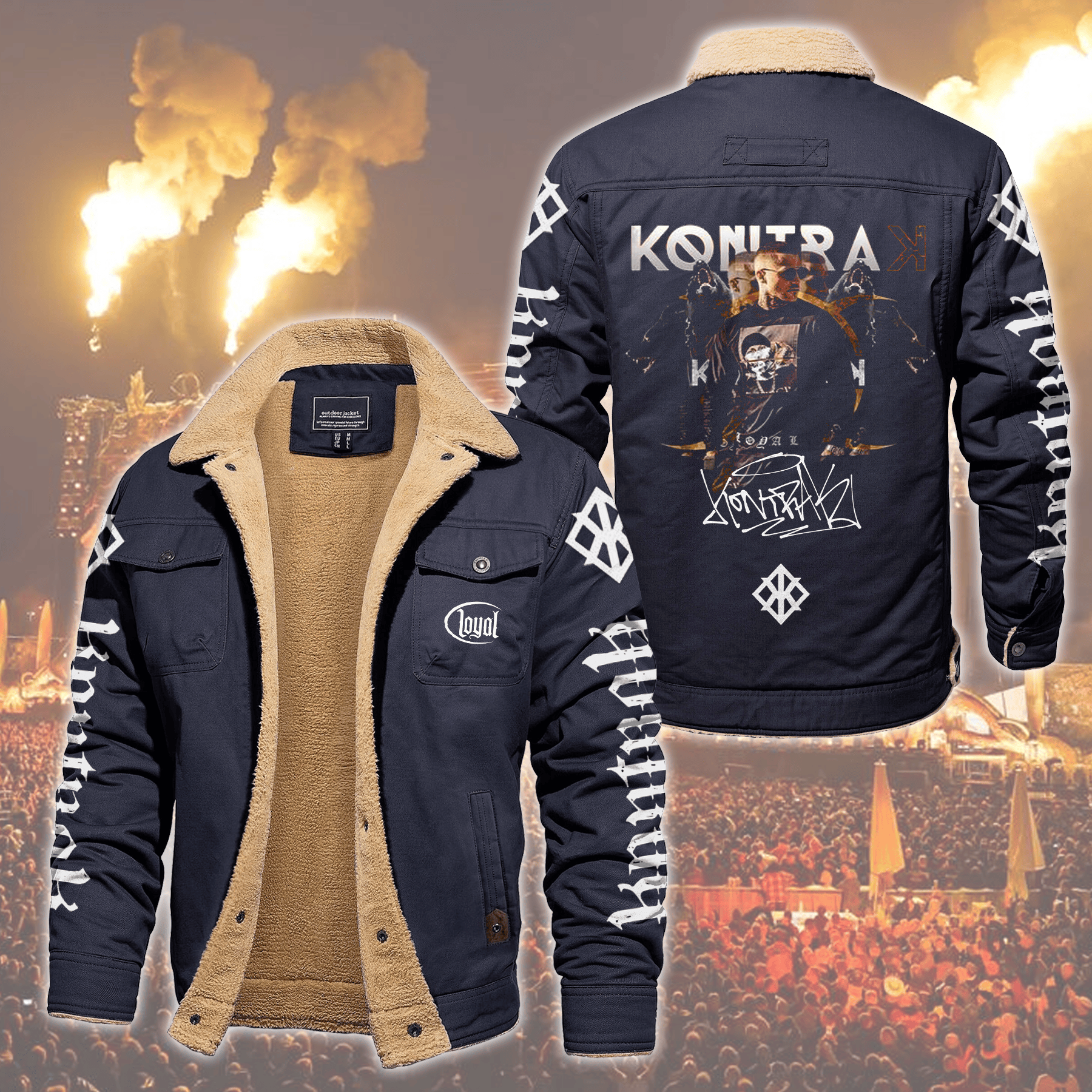 Kontra K Music Style Fleece Thermal Cotton Jacket For Fans