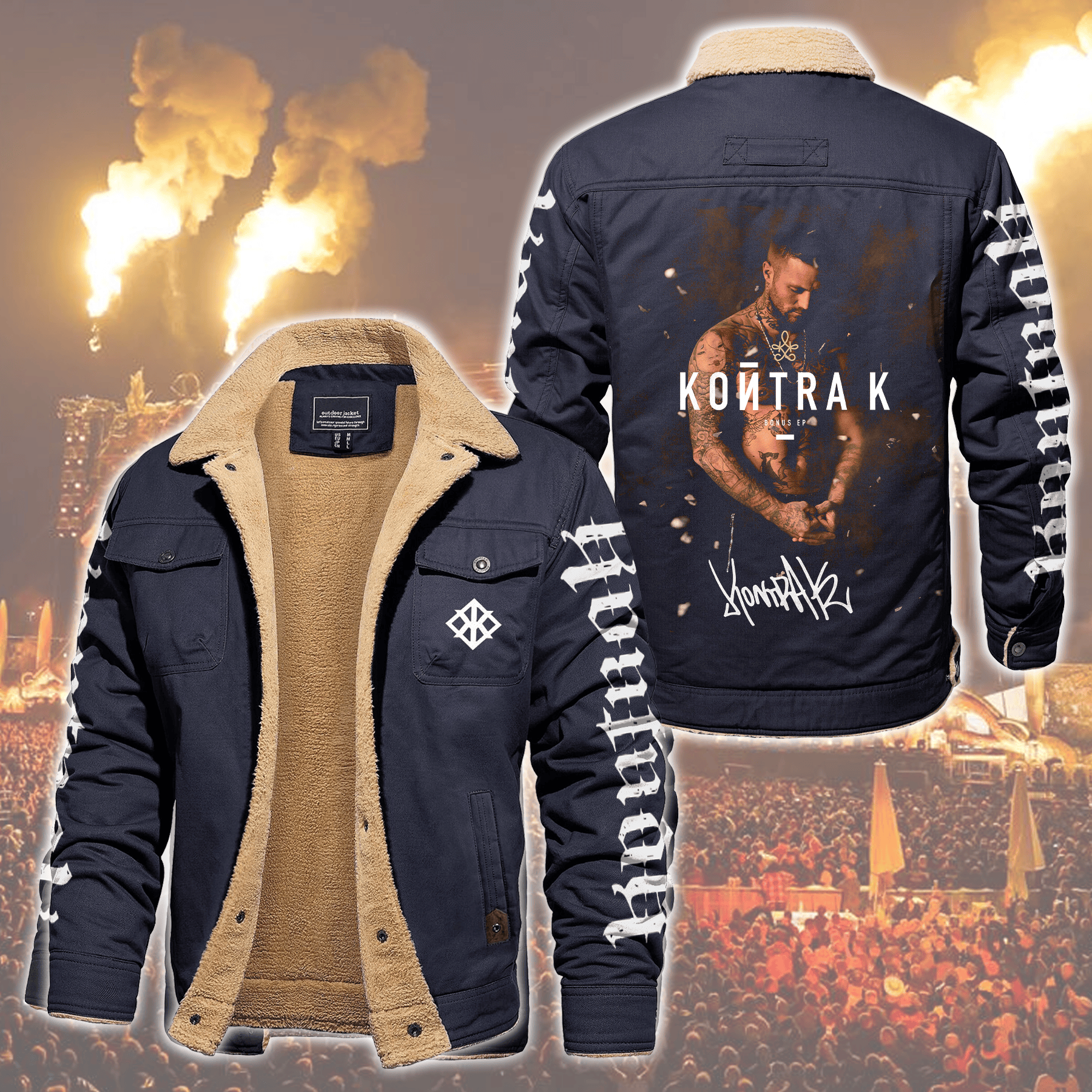 Kontra K Music Style Fleece Thermal Cotton Jacket For Fans