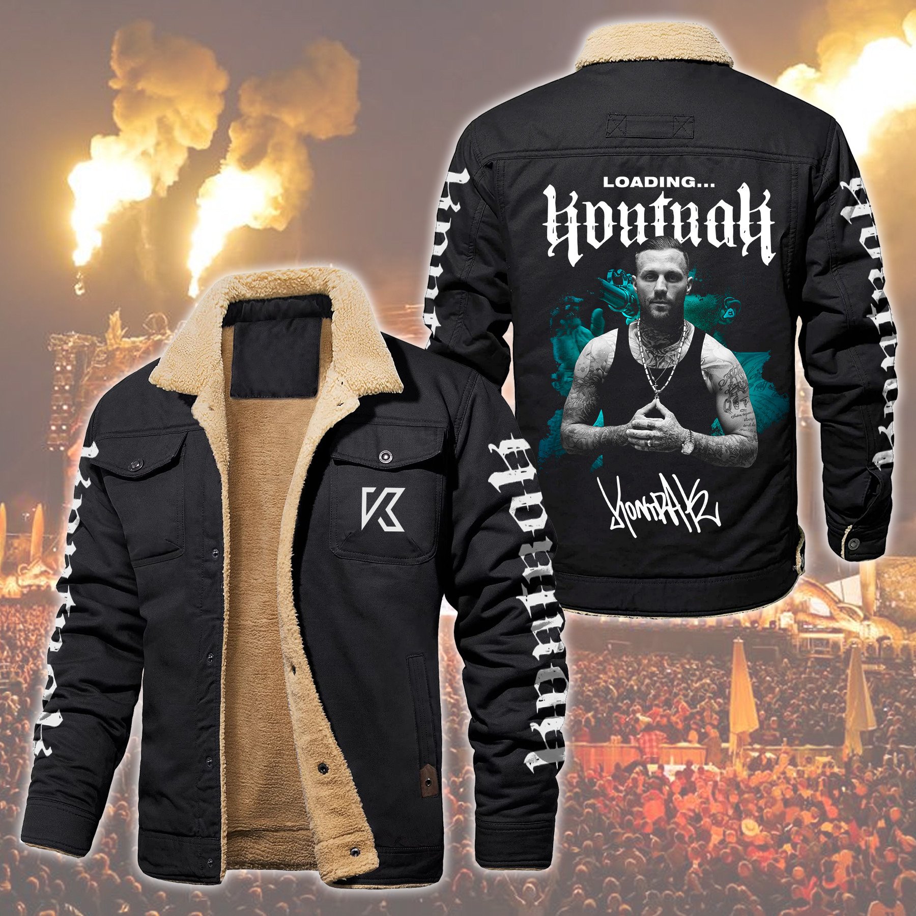Kontra K Music Style Fleece Thermal Cotton Jacket For Fans