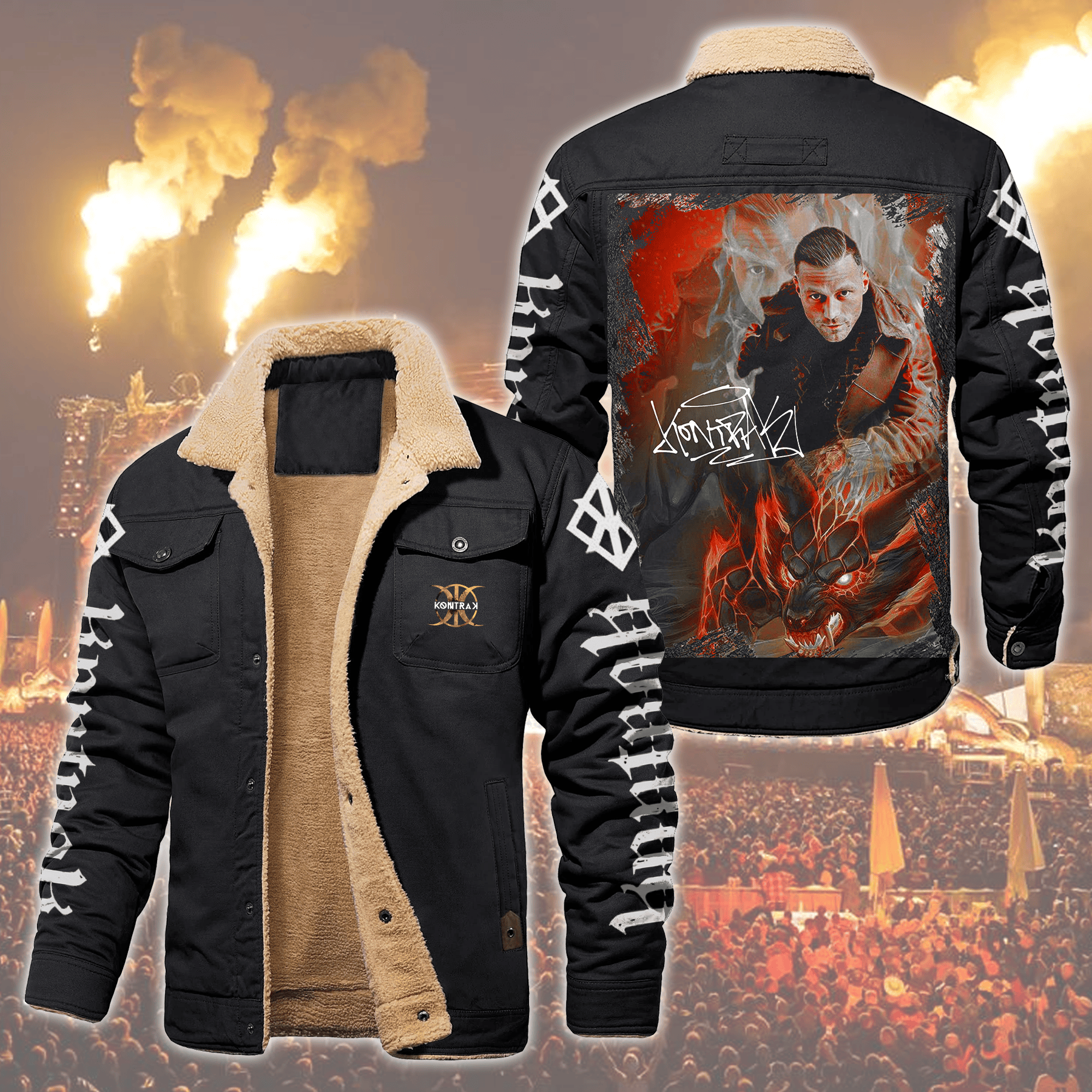 Kontra K Music Style Fleece Thermal Cotton Jacket For Fans