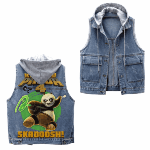 Kung Fu Panda Movie Style Hooded Sleeveless Denim Jacket For Fans