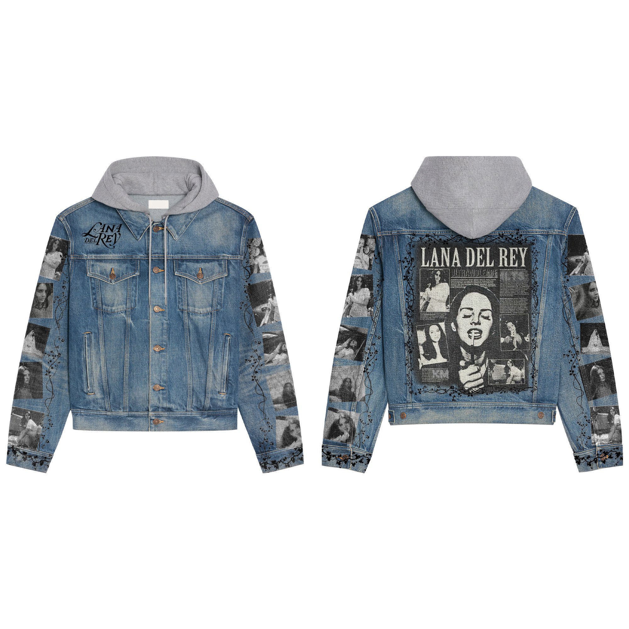 Lana Del Rey Music Style Hooded Denim Jacket For Fans