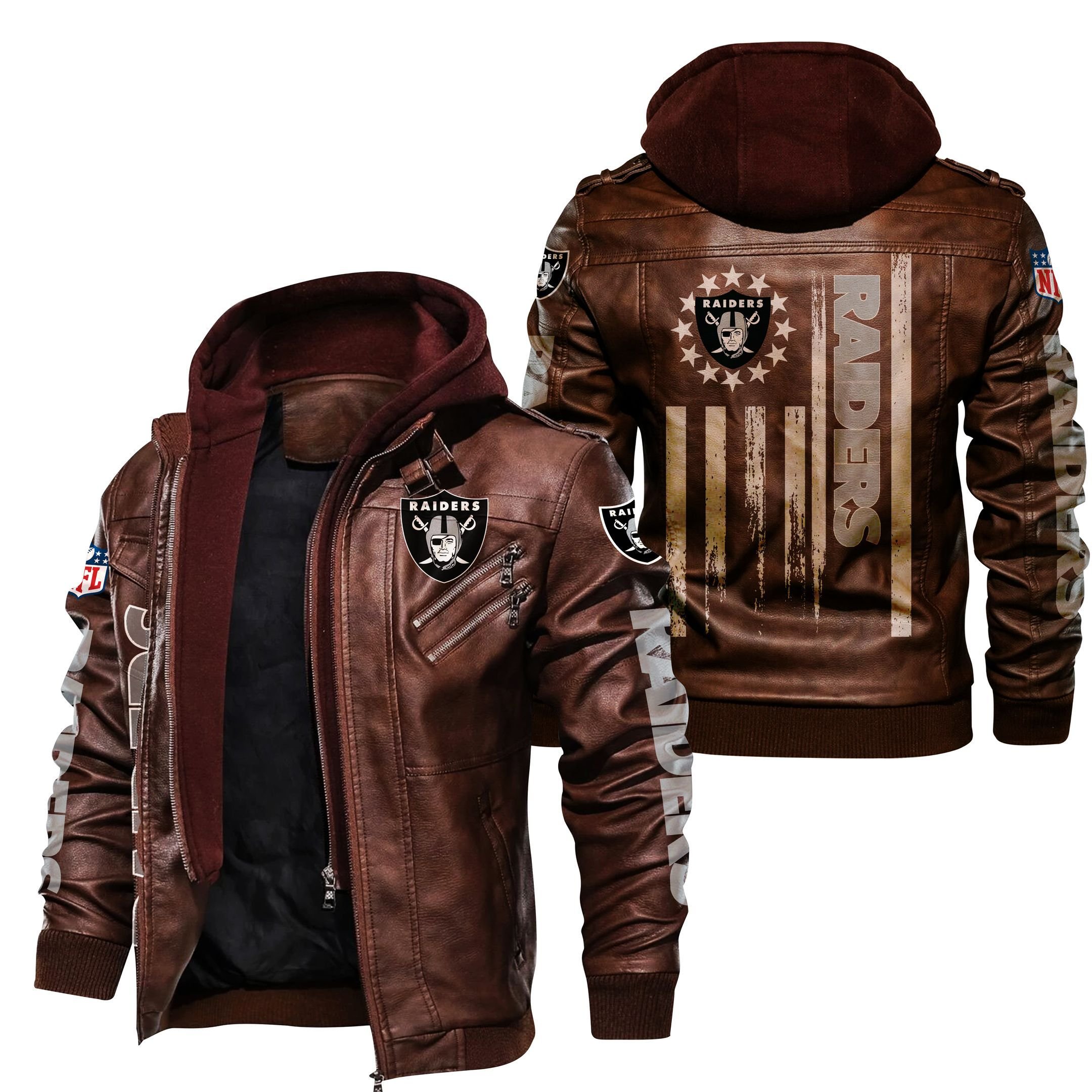 Las Vegas Raiders NFL Style Leather Jacket For Fan