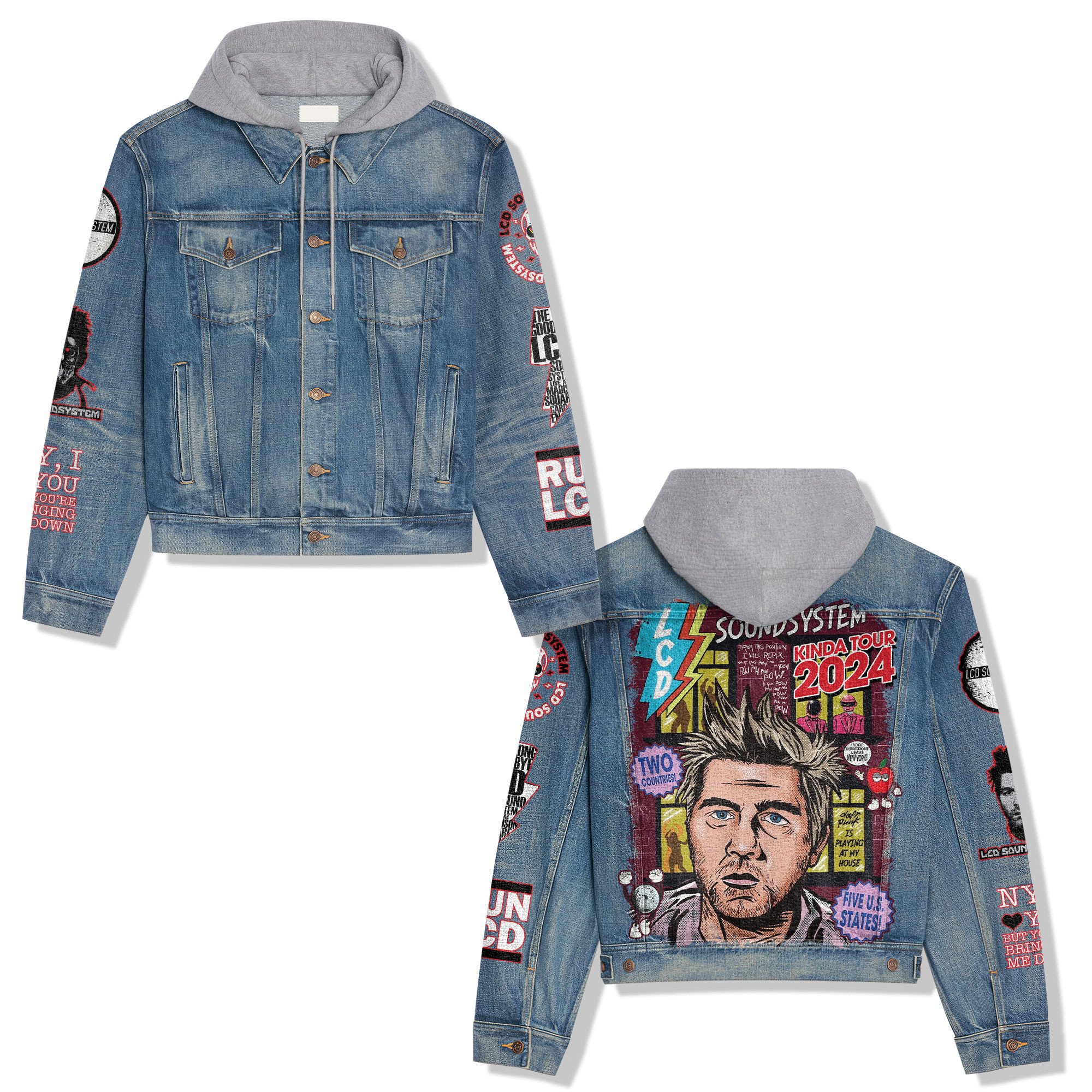 LCD Soundsystem Music Style Hooded Denim Jacket For Fans