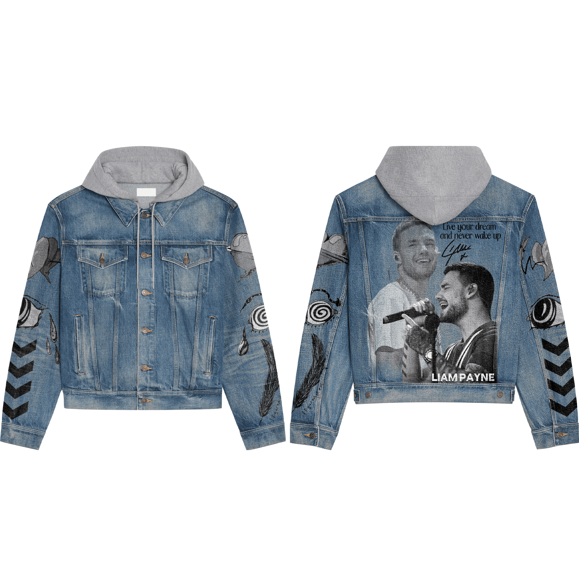 Liam Payne Music Style Hooded Denim Jacket For Fans