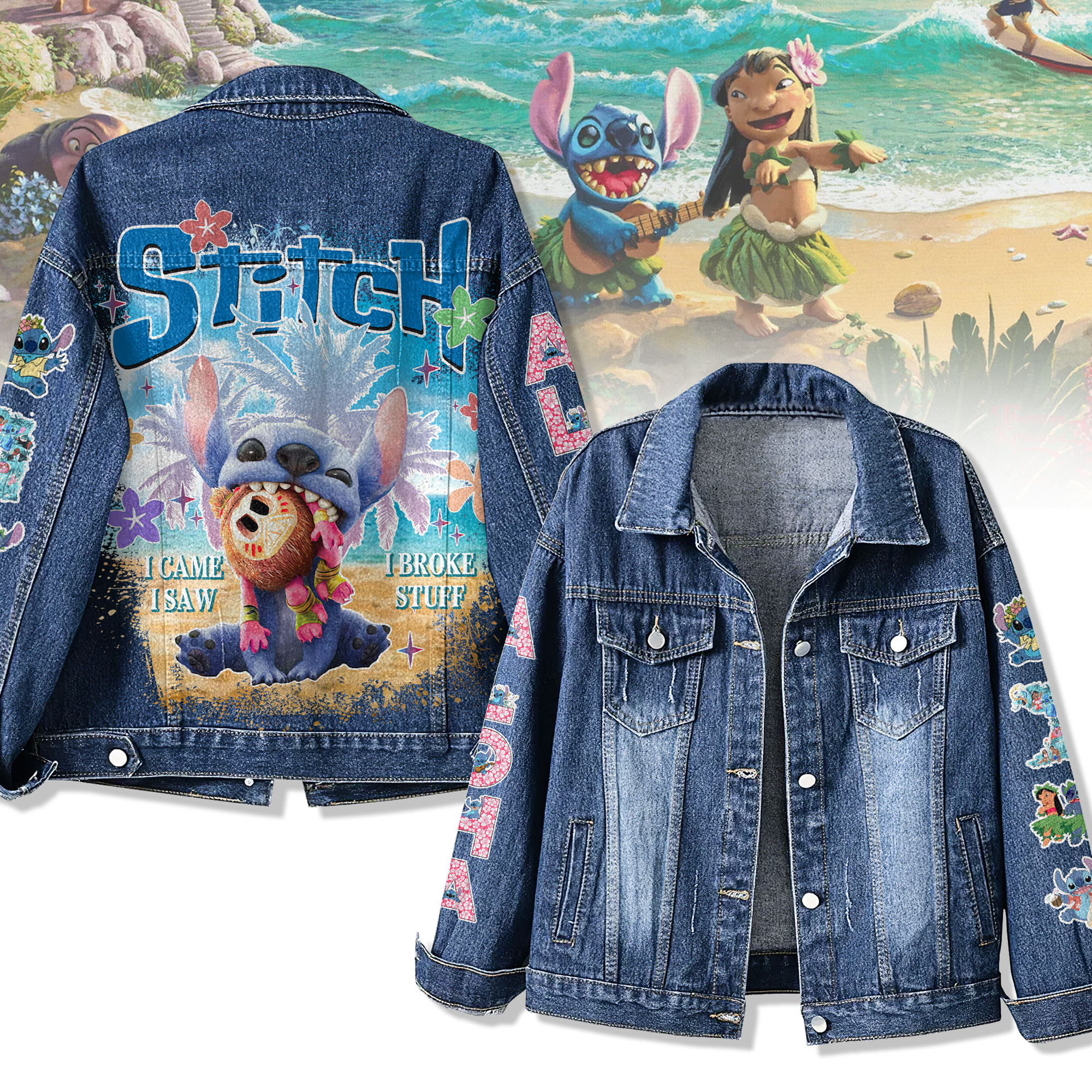 Lilo & Stitch Cartoon Denim Jacket Gift For Fans
