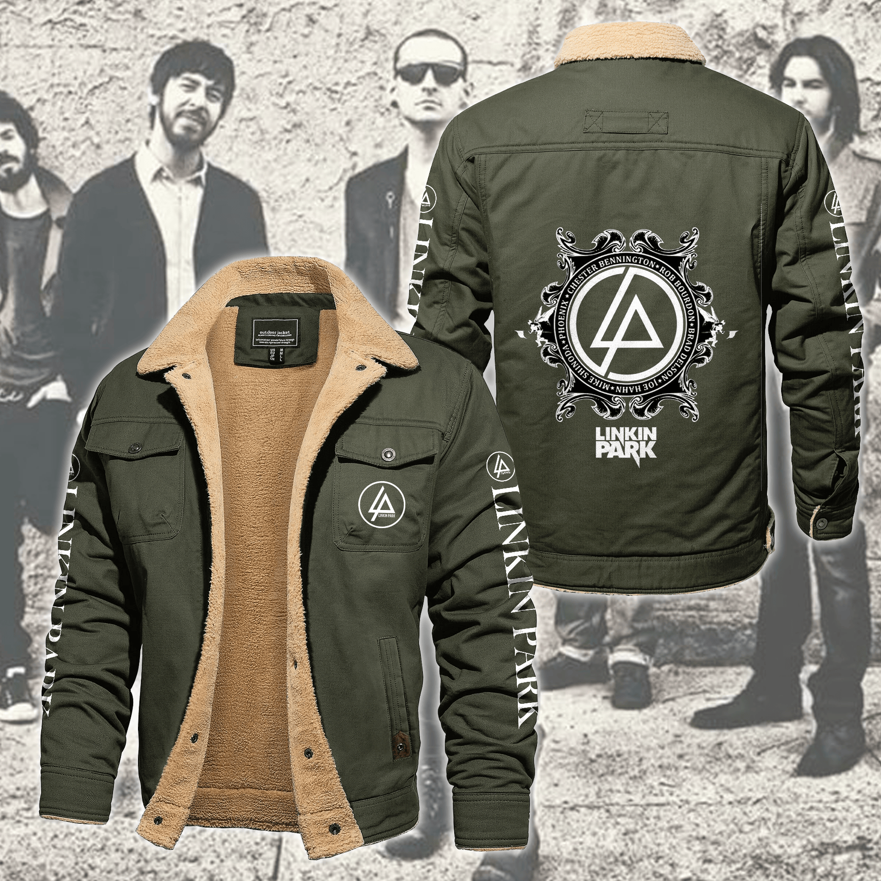 Linkin Park Music Style Fleece Thermal Cotton Jacket For Fans