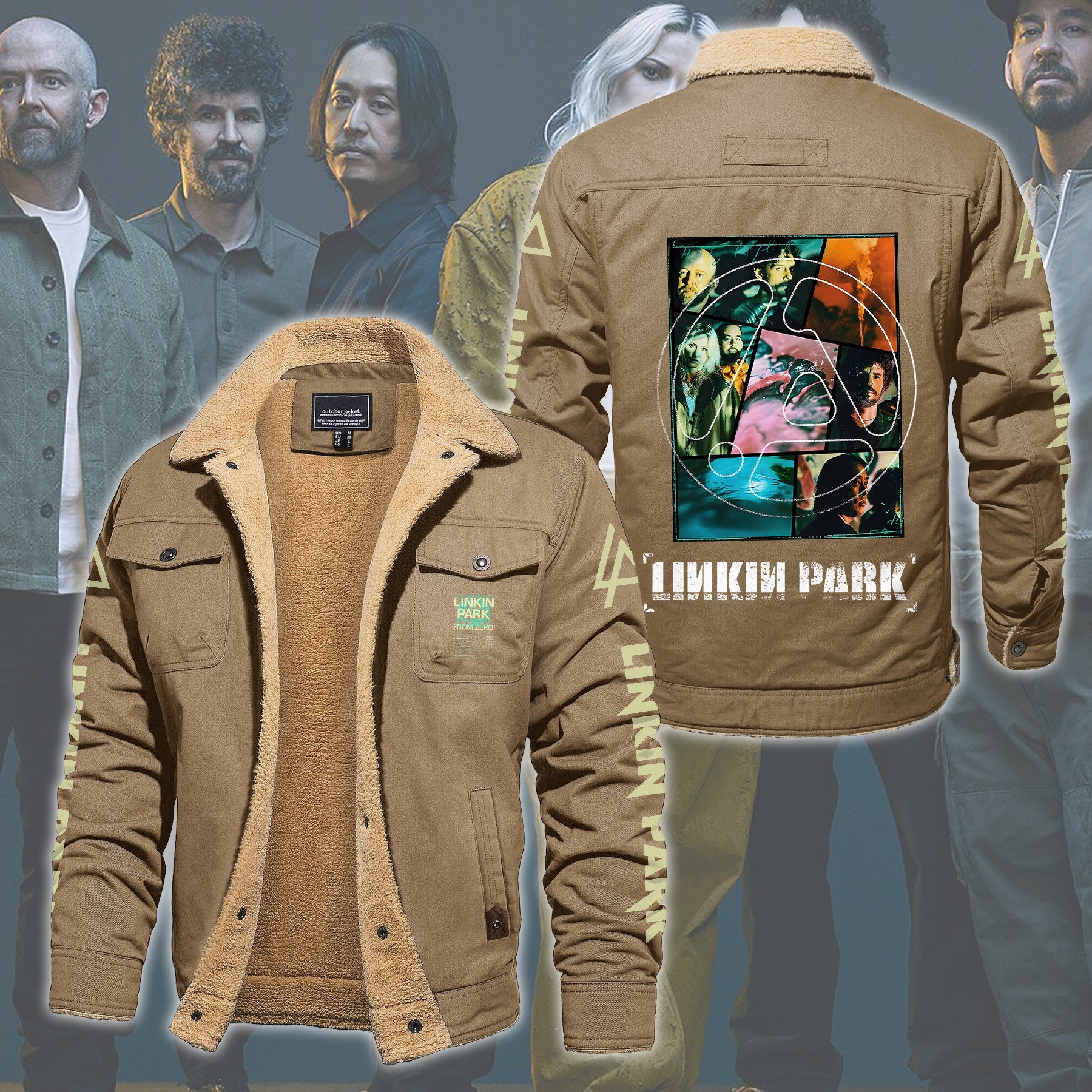 Linkin Park Music Style Fleece Thermal Cotton Jacket For Fans