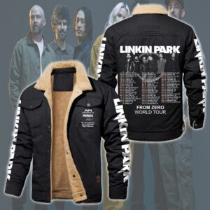 Linkin Park Music Style Fleece Thermal Cotton Jacket For Fans