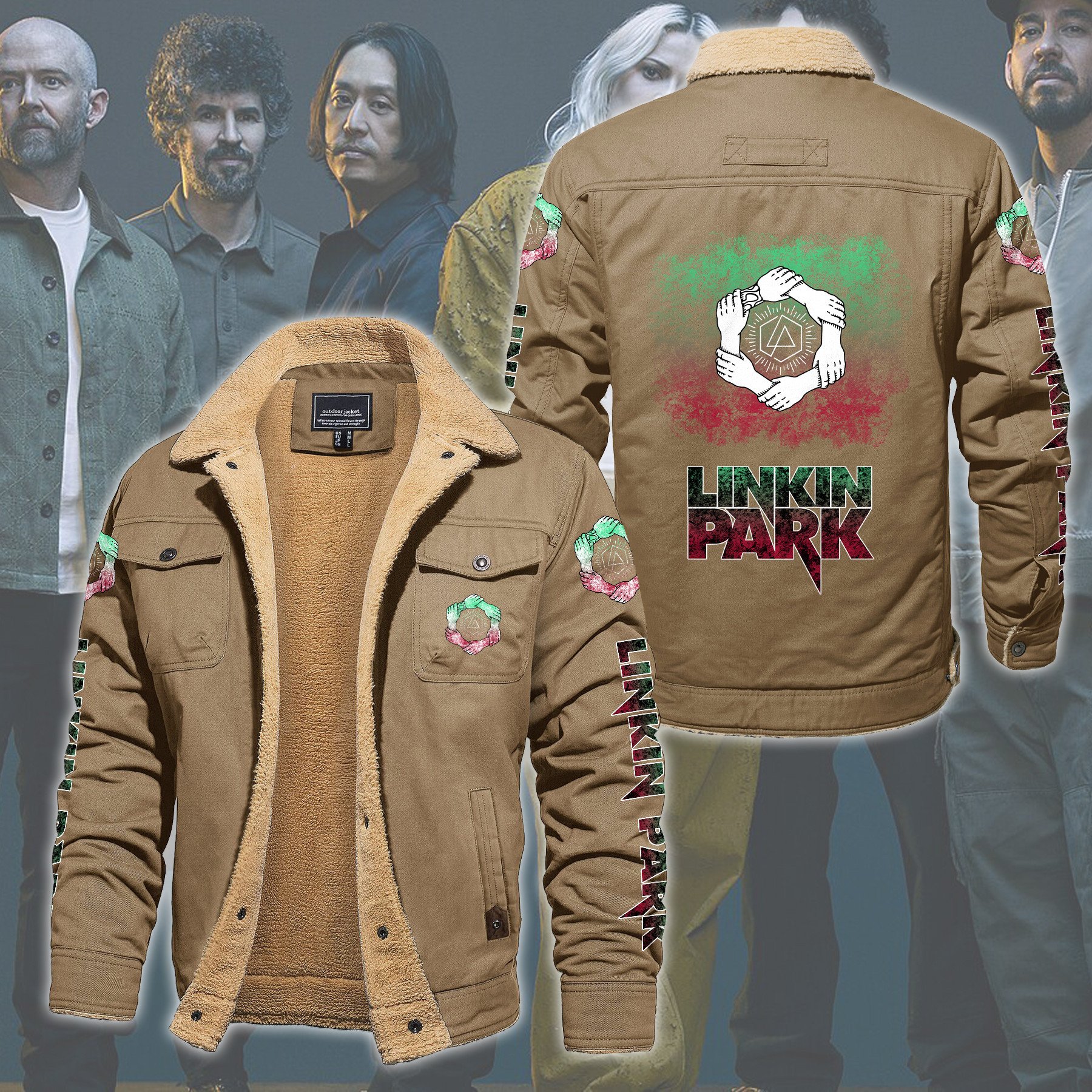 Linkin Park Music Style Fleece Thermal Cotton Jacket For Fans