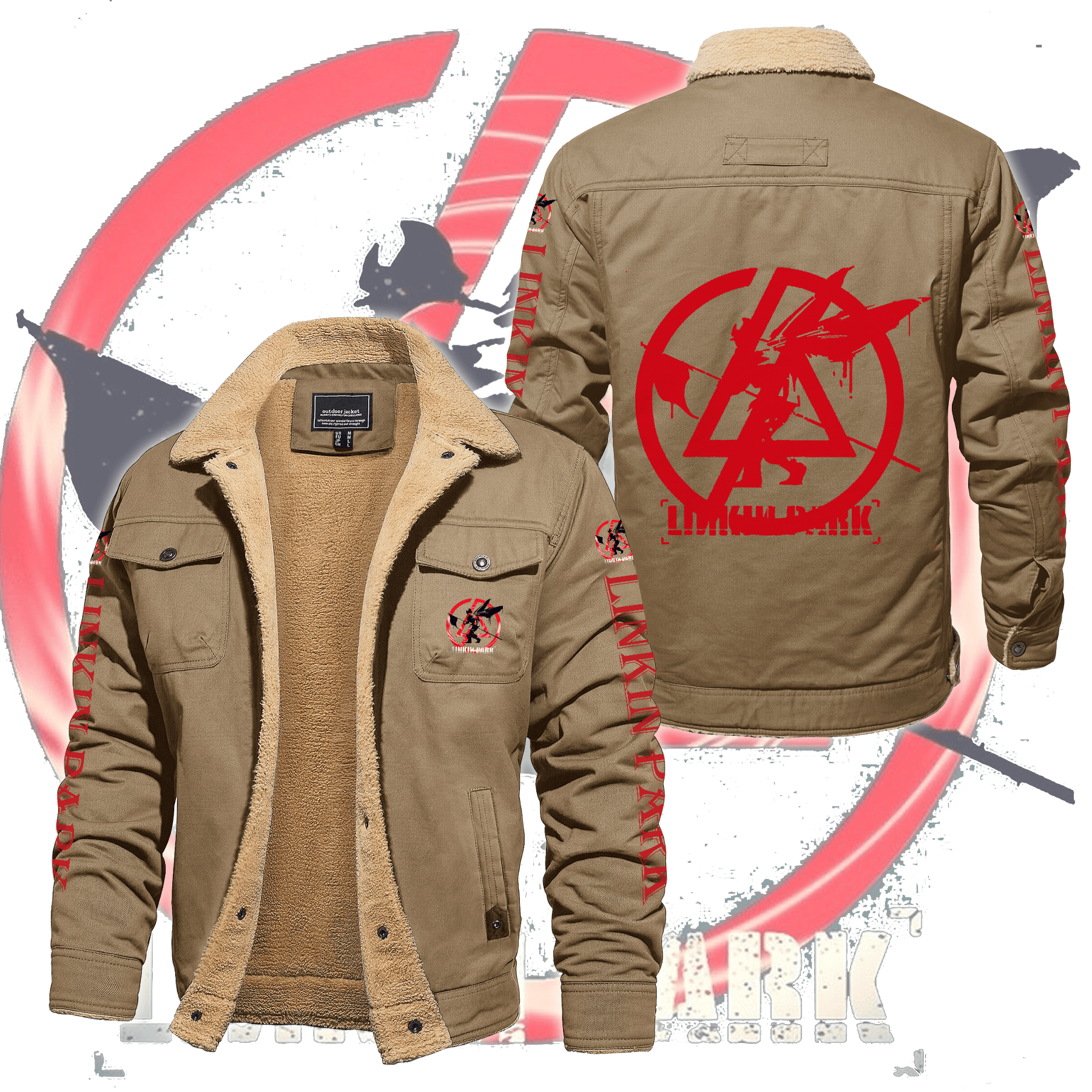 Linkin Park Music Style Fleece Thermal Cotton Jacket For Fans