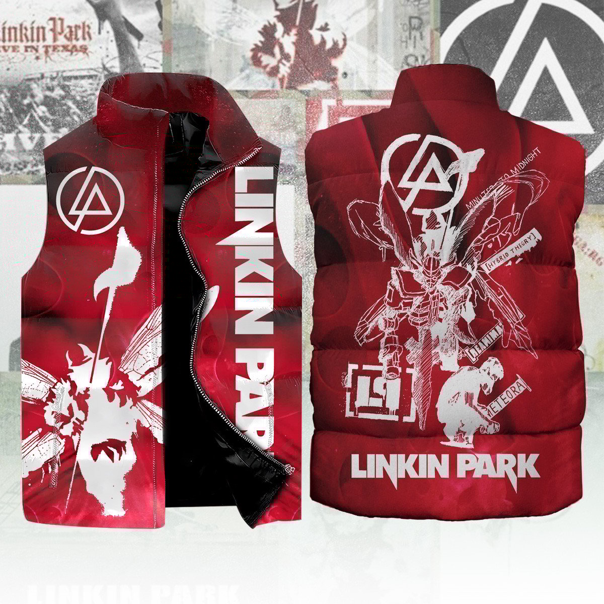 Linkin Park Music Style Sleeveless Puffer Jacket For Fans