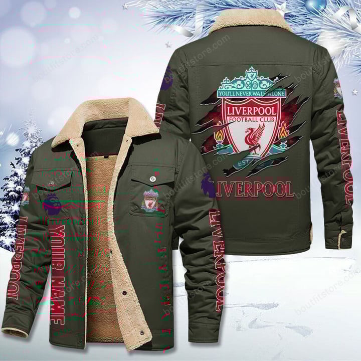 Liverpool EPL Style Fleece Thermal Cotton Jacket For Fans