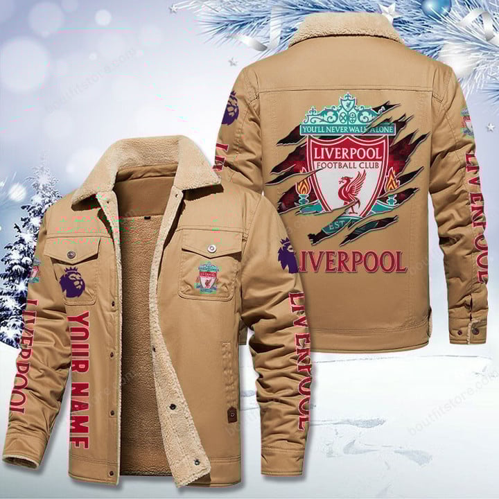 Liverpool EPL Style Fleece Thermal Cotton Jacket For Fans
