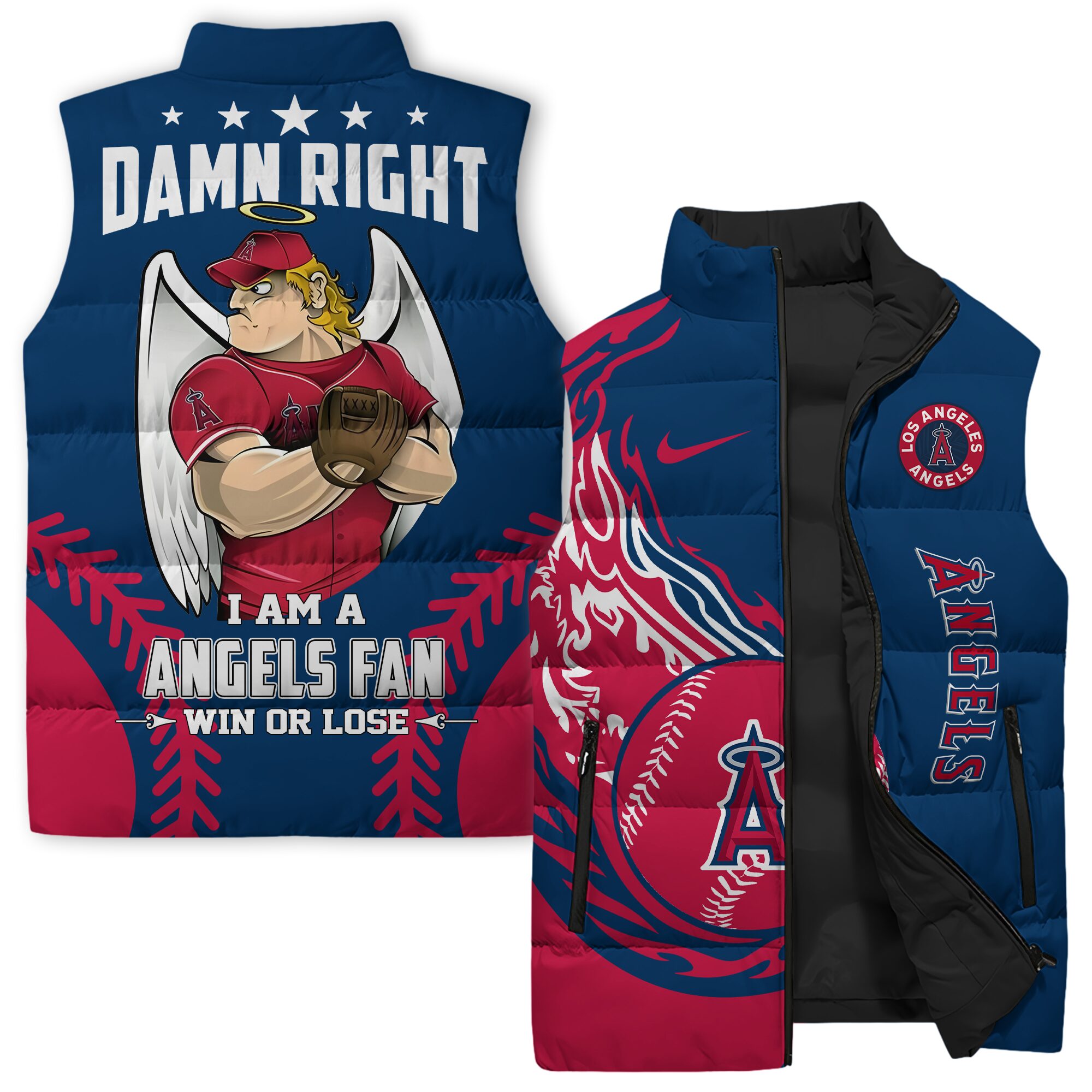 Los Angeles Angels MLB Style Sleeveless Puffer Jacket For Fans