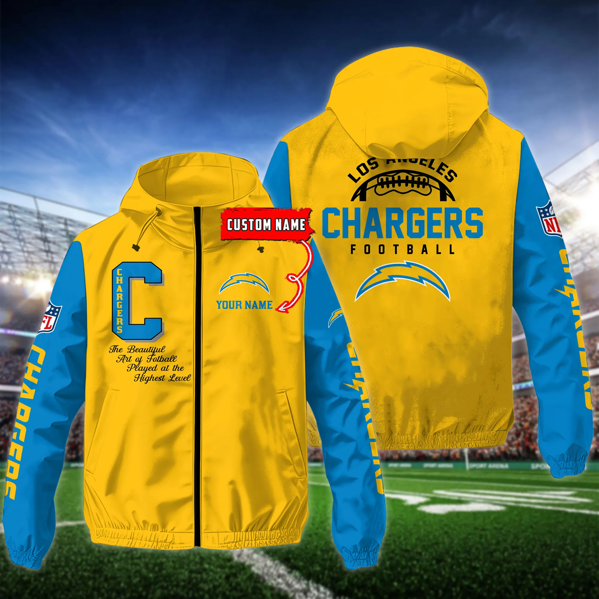 Los Angeles Chargers NFL Personalized Style Windbreaker Jacket For Fans