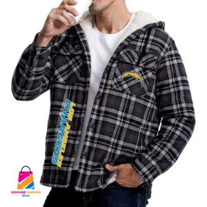 Los Angeles Chargers NFL Style Zip Fleece Flannel Jacket For Fans
