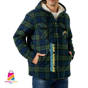 Los Angeles Chargers NFL Style Zip Fleece Flannel Jacket For Fans