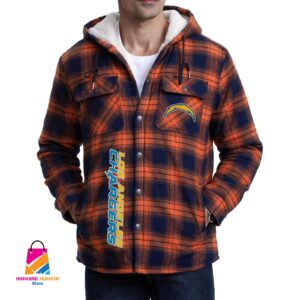 Los Angeles Chargers NFL Style Zip Fleece Flannel Jacket For Fans