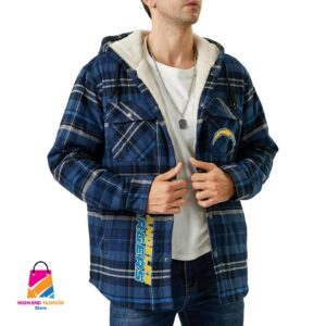 Los Angeles Chargers NFL Style Zip Fleece Flannel Jacket For Fans