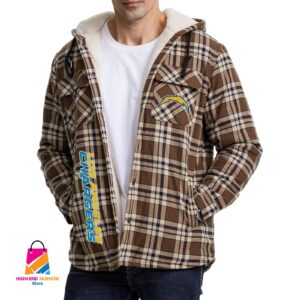 Los Angeles Chargers NFL Style Zip Fleece Flannel Jacket For Fans