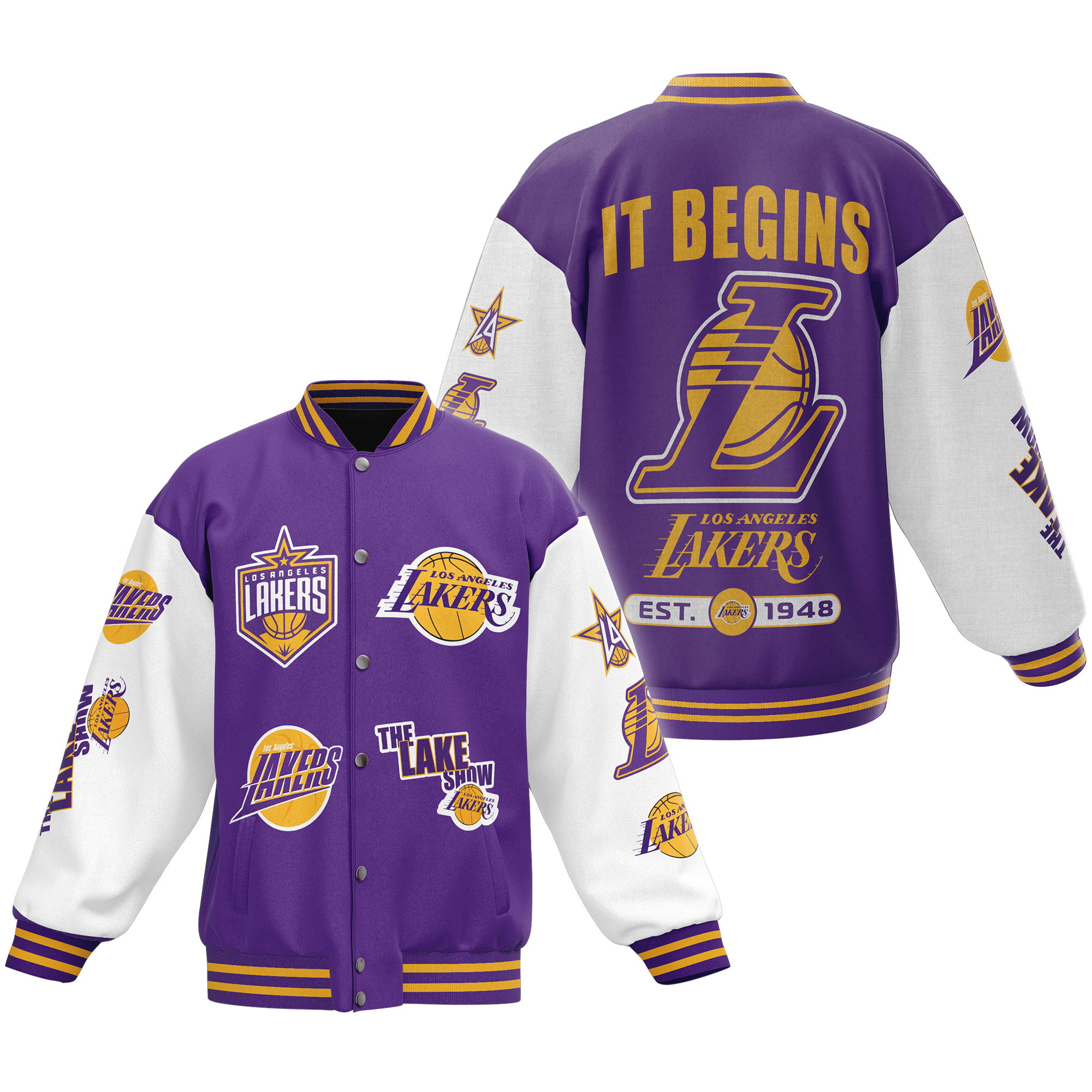 Los Angeles Lakers NBA Style Baseball Jacket For Fans