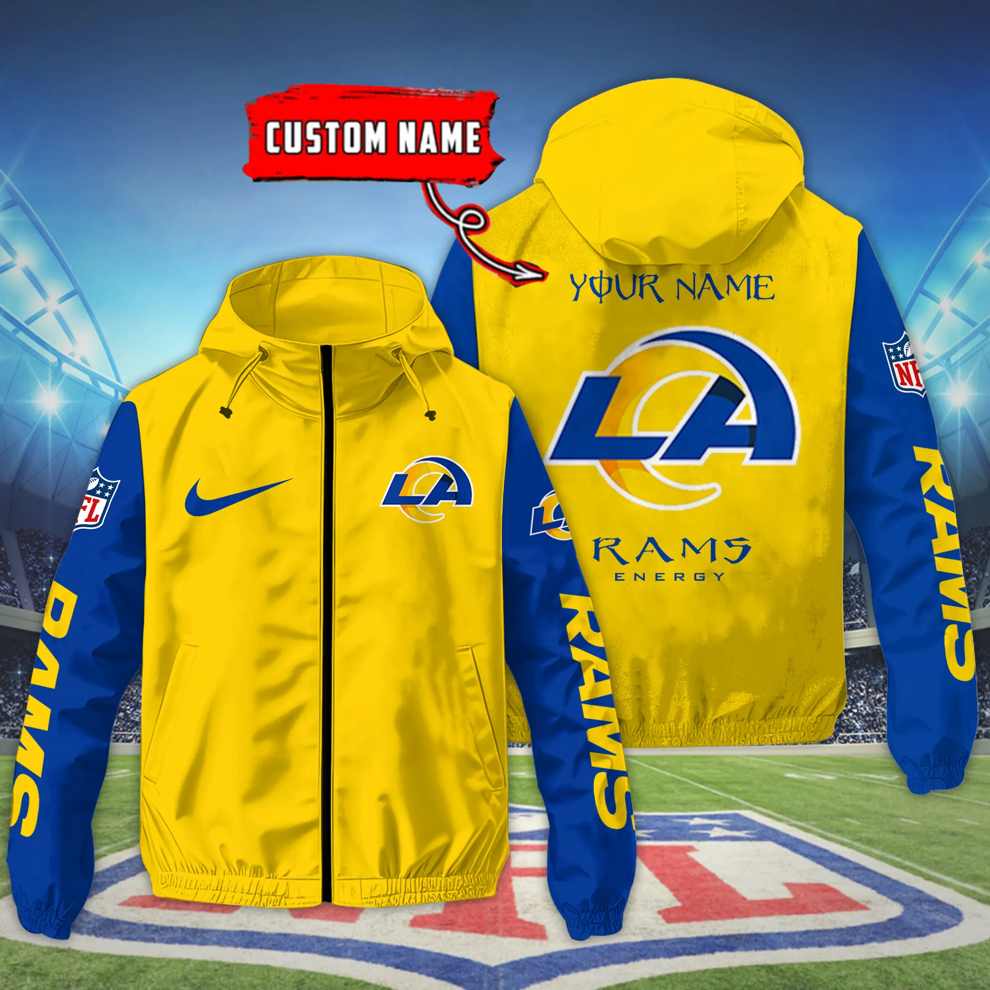 Los Angeles Rams NFL Personalized Style Windbreaker Jacket For Fans
