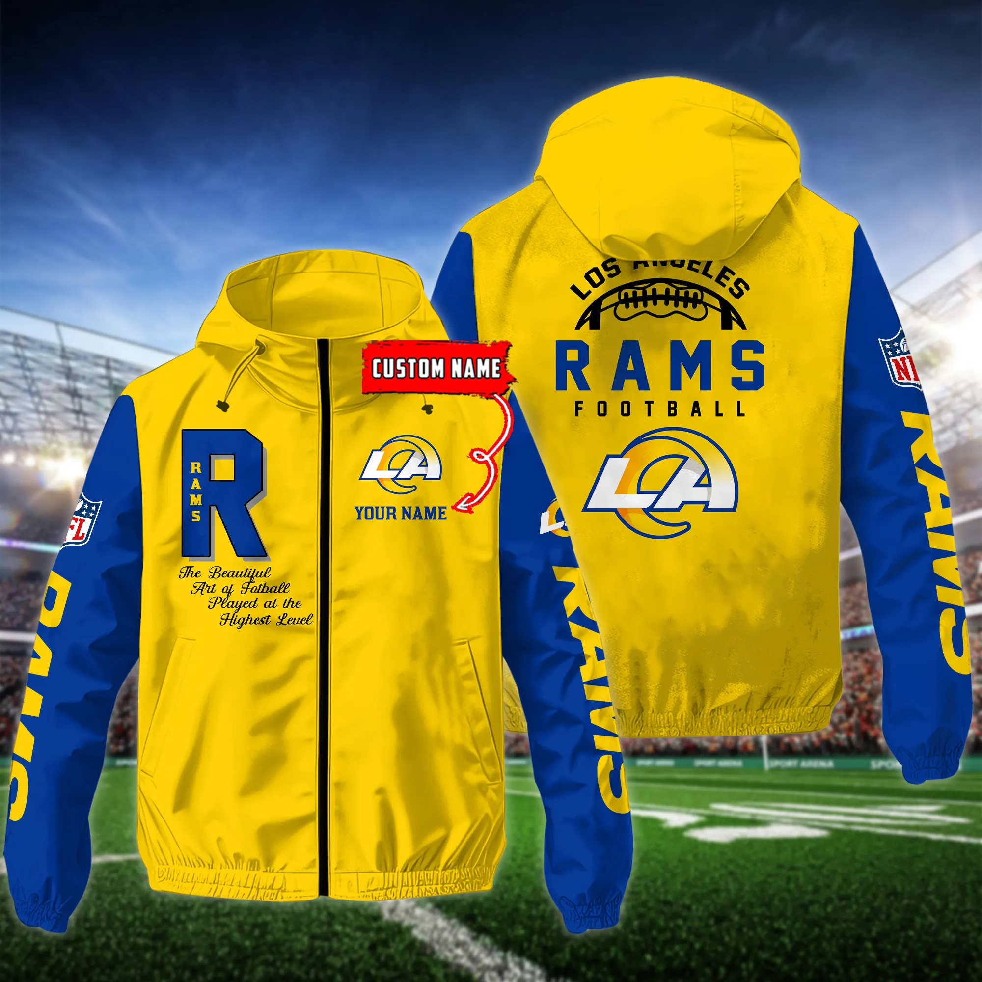 Los Angeles Rams NFL Personalized Style Windbreaker Jacket For Fans
