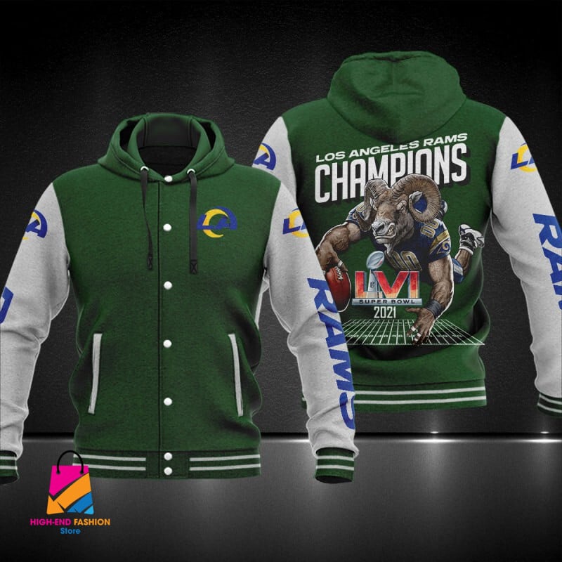 Los Angeles Rams NFL Style Hooded Baseball Jacket For Fan