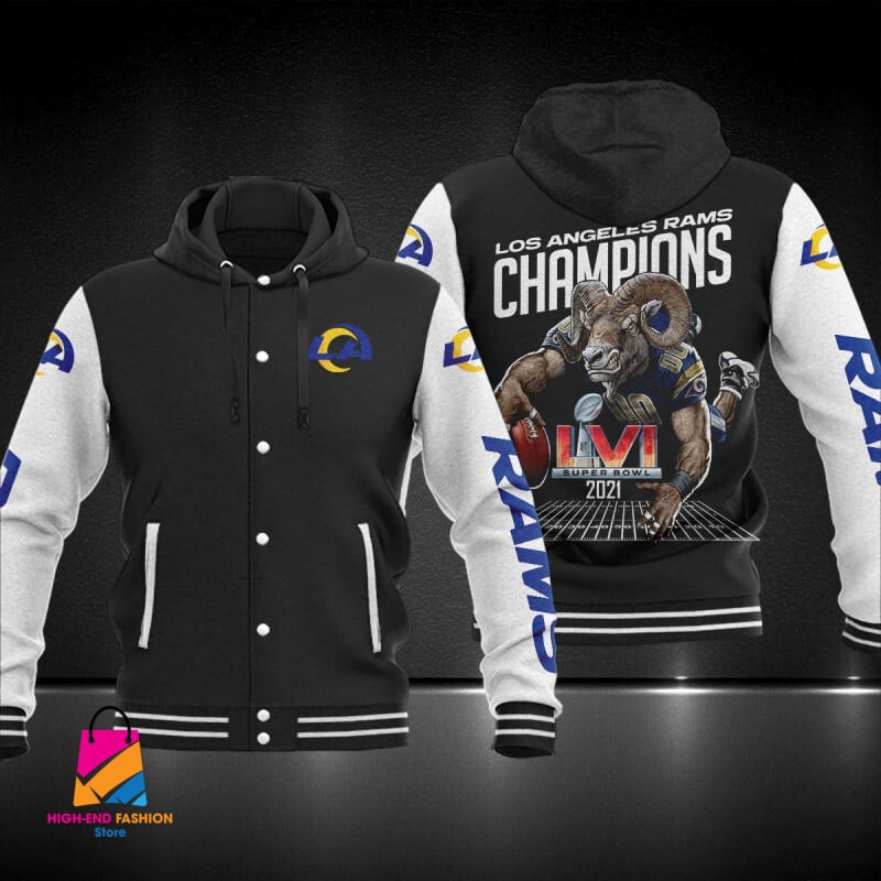 Los Angeles Rams NFL Style Hooded Baseball Jacket For Fan