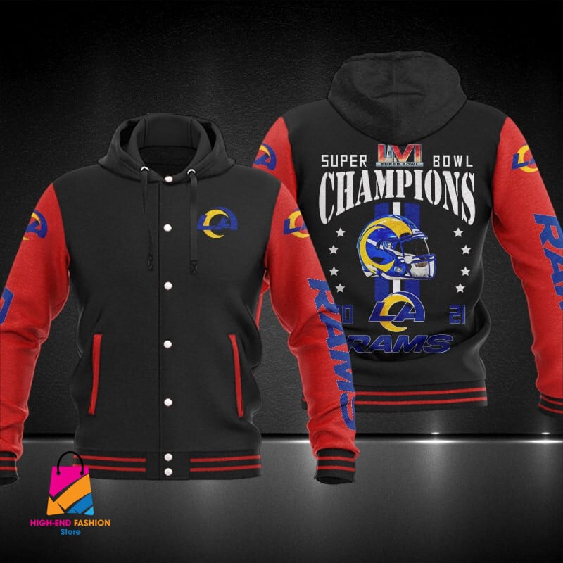 Los Angeles Rams NFL Style Hooded Baseball Jacket For Fan