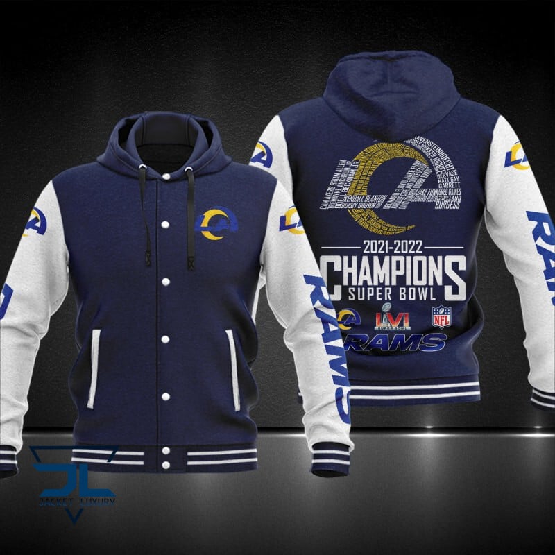 Los Angeles Rams NFL Style Hooded Baseball Jacket For Fan
