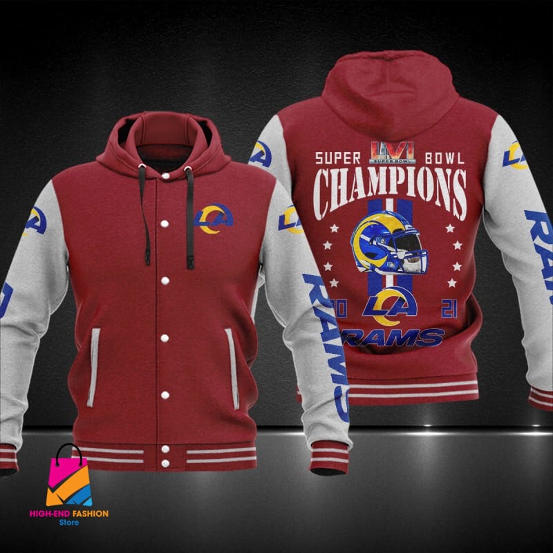 Los Angeles Rams NFL Style Hooded Baseball Jacket For Fan
