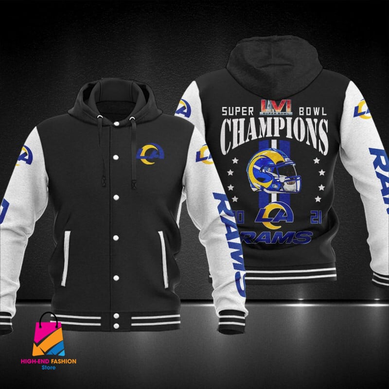 Los Angeles Rams NFL Style Hooded Baseball Jacket For Fan