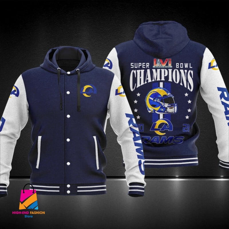 Los Angeles Rams NFL Style Hooded Baseball Jacket For Fan
