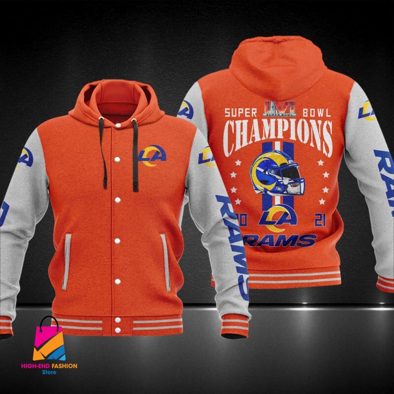 Los Angeles Rams NFL Style Hooded Baseball Jacket For Fan