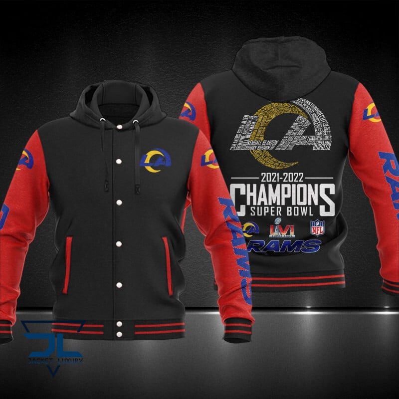 Los Angeles Rams NFL Style Hooded Baseball Jacket For Fan