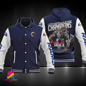 Los Angeles Rams NFL Style Hooded Baseball Jacket For Fan